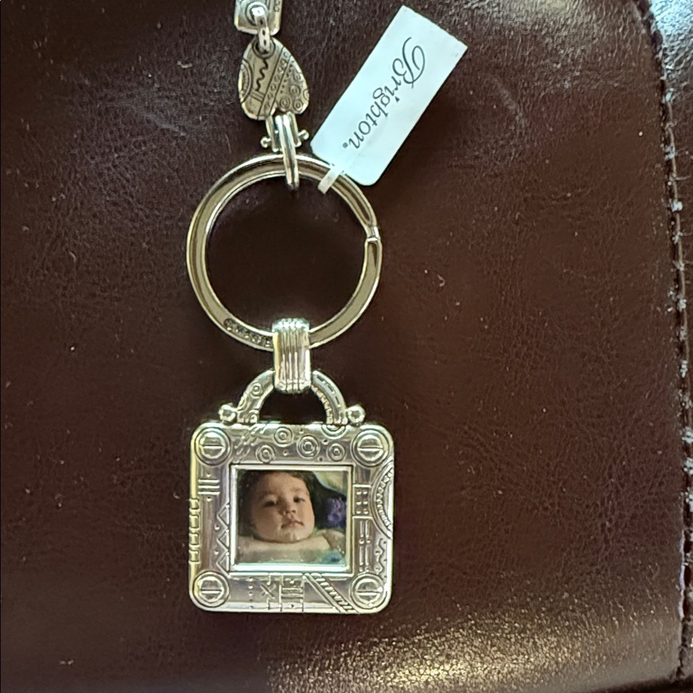 Silver Square Photo Keychain with Decorative Frame